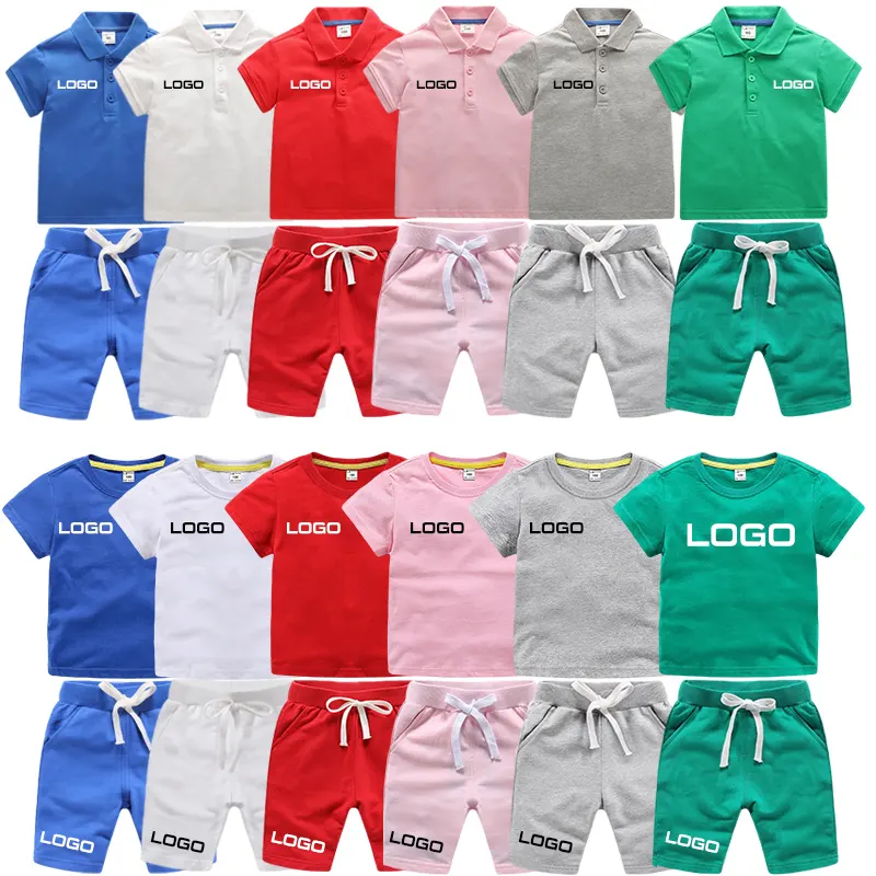 2023 DOVEARK OEM Label Custom Made Boy Kids Summer Set Kid Clothing Sets 4 To 12 Years Old Kids Short Sets Clothes