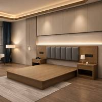 Usine directe hôtel de luxe moderne chambre ensemble de meubles en bois massif 5 étoiles hôtel standard cadre de lit panneau têt