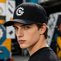 Casquette de baseball ajustée et extensible noire respirante avec broderie 3D du logo G Gear blanc et dos fermé