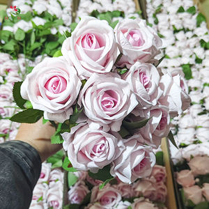 Honghua rosa rosa fiori artificiali in velluto di seta alla rinfusa per matrimonio decorazioni per la casa fai da te - Product Image 3