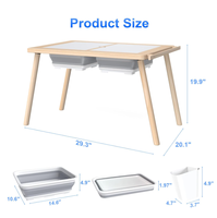 Table de jeu d'intérieur pour enfants Table à dessin artistique Table de jeu sensorielle en bois pour enfants avec couvercle et 3 bacs de rangement