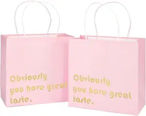 Custom Printed Paper Bag Logo Shopping Clothing Pink Ribbon Handle Manufacturers Kraft Paper Bag