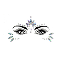 Autocollant décoratif pour le visage en strass acrylique coloré auto-adhésif pour les fêtes et festivals