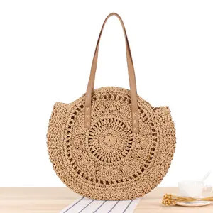 Stylish Round Straw Shoulder Bag for Women - Perfect for Summer Beach Days