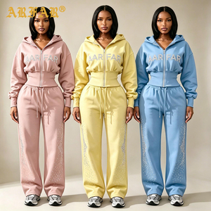 <span class=keywords><strong>Sweat</strong></span> à <span class=keywords><strong>capuche</strong></span> zippé unisexe en molleton bouclette de coton avec strass personnalisés, taille cintrée, coupe courte, pour <span class=keywords><strong>femme</strong></span>, hiver - Product Image 1