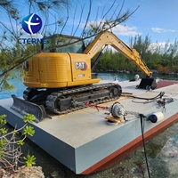 Barge flottante pour excavatrice modulaire de 20 tonnes pour le dragage en eaux peu profondes et le nettoyage des canaux