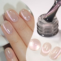 BORN PRETTY 10ml Vernis Gel Effet Œil de Chat Rose avec Perles de Verre, Résine Naturelle Personnalisée Sans TPO, Gel Ongles Effet Cristal Jelly Cateye avec Logo