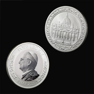 <span class=keywords><strong>Moneda</strong></span> Conmemorativa Artesanal de Metal <span class=keywords><strong>Papa</strong></span> León XIII HABEMUS PAPAM de Plata y Esmalte Duro con Cruz para Oración - Product Image 3