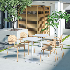 Silla de Comedor de Plástico de Diseño Minimalista con Reposabrazos y Respaldo para Jardín, Cómoda para Uso en Exteriores - Product Image 2