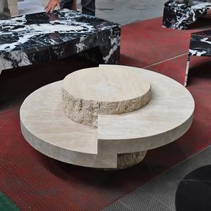 <span class=keywords><strong>Table</strong></span> basse de luxe moderne <span class=keywords><strong>extensible</strong></span> en marbre travertin à colonnes cannelées pour salon, hôtel, appartement, villa, chambre à coucher - Product Image 3