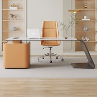 Bureau d'angle convertible moderne blanc en forme de L avec tiroirs, table d'ordinateur exécutive en acier inoxydable pour le télétravail