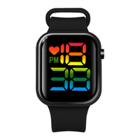 Montre numérique LED tactile carrée pour enfants, femmes et hommes, couleurs arc-en-ciel, vente en gros 2025, montre électronique tendance, montre de sport lumineuse