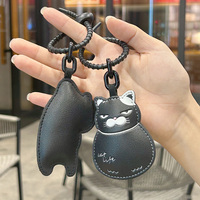 Cool dessin animé chat PU cuir porte-clés Animal étoile fleur doigt moyen sac pendentif accessoires