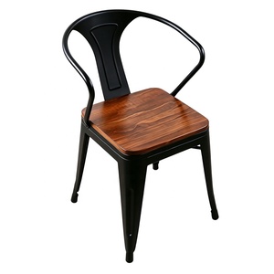 <span class=keywords><strong>Chaise</strong></span> de salle à manger industrielle vintage en métal peint avec <span class=keywords><strong>coussin</strong></span> en cuir PU pour restaurant, café, bistrot, patio, jardin - Product Image 4