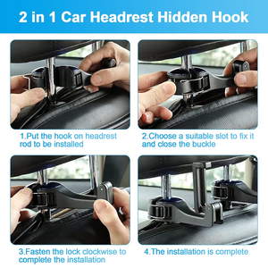 360 ° xoay tựa đầu móc 2 trong 1 xe ghế tựa đầu móc xe Ghế móc cho ví và túi xách, đồ chơi, cửa hàng tạp hóa - Product Image 3