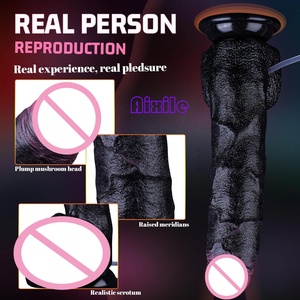 Dildo Realista Negro con Eyaculación y Fuerte Ventosa para Punto G y Juego Anal, con Prepucio, para Hombres, Mujeres y Gays - Product Image 5