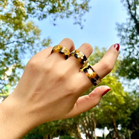 Ensemble de 3 bagues pour femmes, bagues classiques en écaille de tortue, style plage Hawaï Pacifique avec motif de tortue marine et de fleur de plumeria, bijoux imprimés