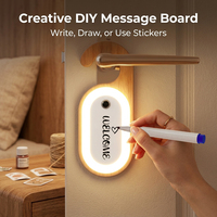 Lampe LED à capteur moderne avec batterie, veilleuse en bois massif avec panneau DIY inscriptible pour chambre et placard
