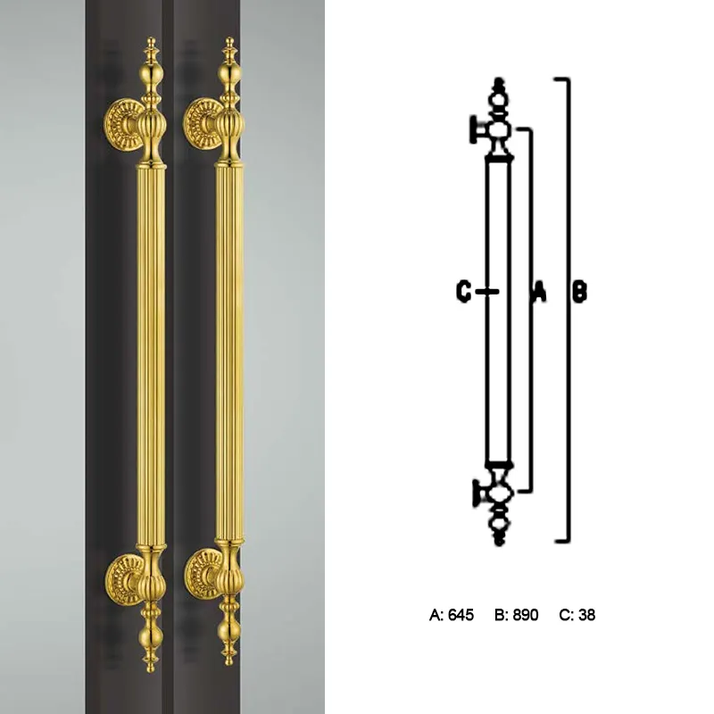 Inox Striped Door Handles Double Wood Door Shower Room Single Side Double Side Matt Gold Black Push Pull Handle