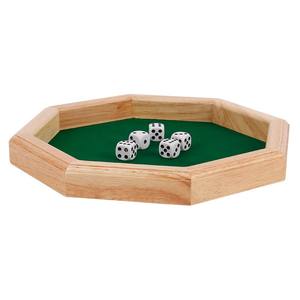 Plateau de roulement de dés en bois octogonal portable avec feutre pour jeux de société - Product Image 2