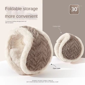 Couvre-oreilles en peluche de style Maillard, mignon et pliable Couvre-oreilles antigel pour femmes, cheveux de <span class=keywords><strong>lapin</strong></span>, chaud pour étudiants, hiver - Product Image 1