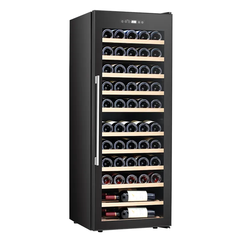 와인 냉장고 냉각기 일정한 습도 독립형 소형 와인 쿨러 압축기 시스템 LED 라이트 바 와인 캐비닛