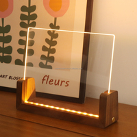 Lampe de table en bois en forme de U, LED, DIY, lumière de nuit en acrylique vierge, lampe de table rechargeable par USB pour chambre à coucher