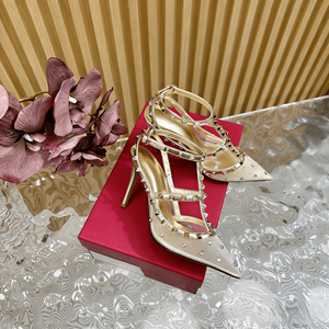 Women's Ivory Satin Studded Ankle Strap Heels Pointed Toe High Heel <b>Sandals</b> - Product Image 6