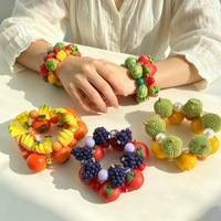 Mode Dopa Bohemia Simulatie Fruit Hars Acryl Lucite Charm Handgemaakte Cartoon Kleurrijke Kraal Armband voor Vrouwen