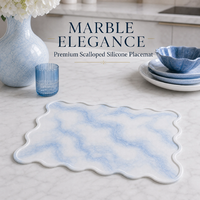 Set de table coréen traditionnel en silicone de luxe, écologique, motif marbre, bord festonné, imperméable, résistant à la chaleur, pour la décoration de la salle à manger.