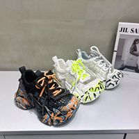 Zapatillas Chunky con Suela Biónica Fluida y Pedrería, Estilo Graffiti, Pintadas a Mano, Bling Y2K, para Mujer, Tipo Dad Shoes