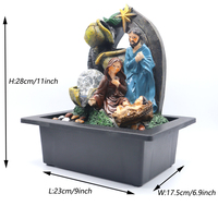 Fontaine en résine artisanale de la Sainte Famille chrétienne, statue de Jésus, écologique, imperméable | Fontaine d'eau de table apaisante d'intérieur