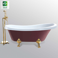Baignoire autoportante en acrylique courbe sans joint populaire pour salle de bain avec massage par jets d'eau