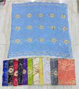 Hijab en mousseline de soie à imprimé floral numérique pour femmes <span class=keywords><strong>pas</strong></span> <span class=keywords><strong>cher</strong></span> 2m X 1m Respirant Broderie Design ethnique traditionnel Toutes saisons - Product Image 1