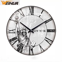Jam dinding dalam ruangan, arloji dinding bulat Analog Quartz plastik Modern untuk dekorasi rumah