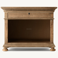 Table de chevet ouverte de style RH en chêne James, de qualité supérieure, avec 1 tiroir et moulures dentelées, rangement classique américain pour chambre à coucher