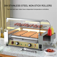 Machine à Chauffer les Hot-Dogs Professionnelle de Haute Qualité pour Table, Grill à Rouleaux pour Hot-Dogs Commercial