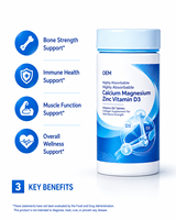 OEM ODM fournit des comprimés minéraux en marque privée pour la nutrition quotidienne de la famille, calcium, magnésium, zinc avec D3