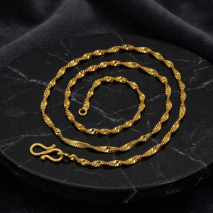 Collar de Cadena Singapur Trenzada Chapada en Oro Micro de 14K, 18K y 24K al por Mayor, Diseño de Cadena Moderno, Collares de Cadena de Moda, Cadena de Latón - Product Image 1