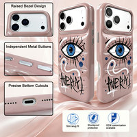Coque de téléphone brillante style doudoune en PU avec motif œil graffiti, antichoc et protectrice, compatible avec iPhone 15-17 Pro