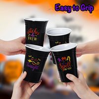 Gobelets en plastique PP pour Halloween 16oz Tasses à citrouille orange, noir, violet et vert Tasses de fête Trick or Treat pour boissons chaudes et froides