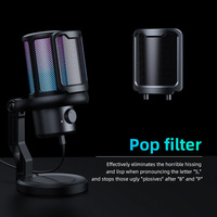 Microphone dynamique sans fil DM40 Pro pour jeux, USB Type-C, suivi direct en forme de cœur AI, 20Hz-20KHz