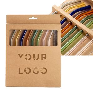 Lot de pailles transparentes en verre borosilicate résistant à la chaleur, droites et courbées, vente en gros, offre spéciale - Product Image 1