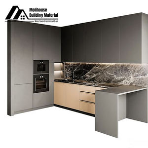 خزائن مطبخ PVC عالية الجودة رمادية مخصصة ، خزانة خشبية حديثة على الطراز البسيط في الولايات المتحدة ، خزانة مطبخ MDF - Product Image 3