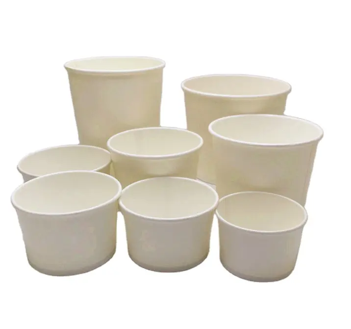 Taza de papel desechable de 4 oz, 8 oz, 12oz, 16oz, para helado, yogurt, con tapa