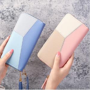 I-0098 femmes Long cuir fermeture éclair sac à main filles motifs géométriques portefeuilles gland portefeuilles Simple porte-carte femmes portefeuille - Product Image 1