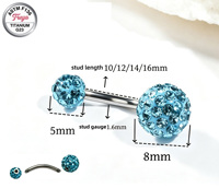 Freya ASTM F136 Titane Nouvelle Mode Anneau de Nombril avec Boule en Strass CZ, Bijou de Piercing de Nombril, Barbell Courbé pour Piercing Corporel