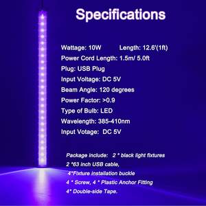 5W 1ft Diseño moderno USB Barra de luz UV Accesorio Sombra de plástico <span class=keywords><strong>para</strong></span> gabinete <span class=keywords><strong>Tapiz</strong></span> fluorescente Póster - Product Image 3