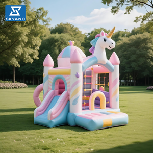 Château gonflable licorne, château gonflable d'intérieur pour enfants avec toboggan et trampoline - Product Image 5