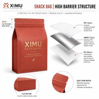 Sachet Premium Mat à Fond Plat Anti-Humidité pour Snacks, Scellé sur 8 Côtés, Refermable, 200g 500g, Impression Personnalisée pour Noix et Aliments pour Animaux